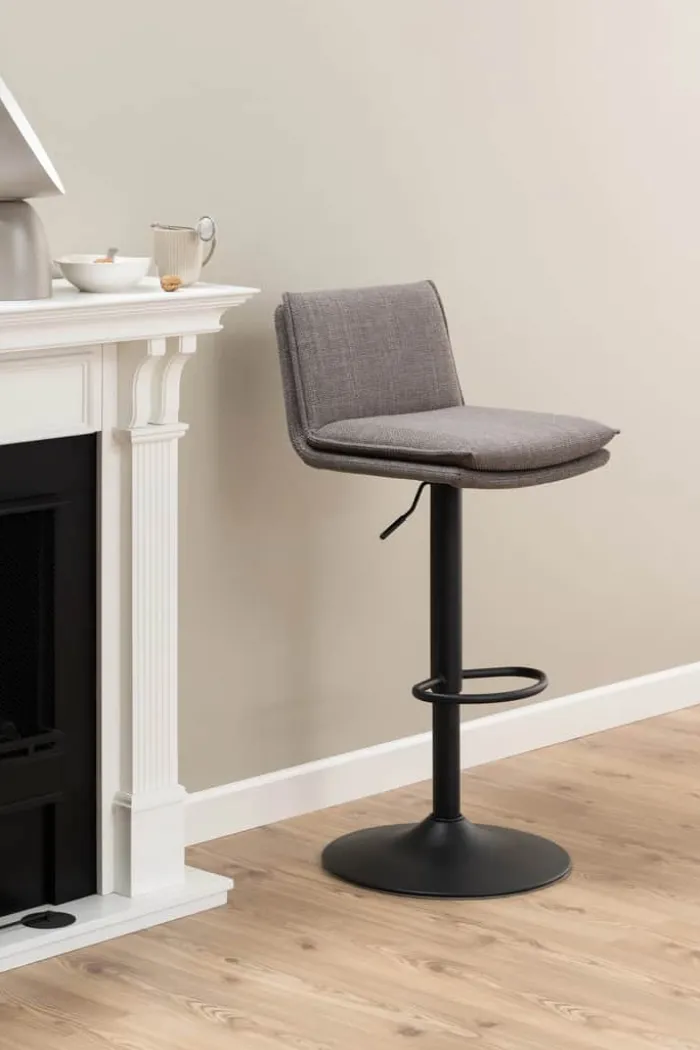CASA Living Flynn Barstol - 2 stk H 107 x B 44 x D 53 cm - Basel stof/stål - Lysegrå
