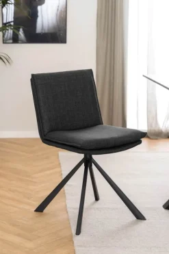 CASA Living Flynn Spisebordsstol H 85 x B 47 x D 59 cm - Stof/stål - Mørkegrå