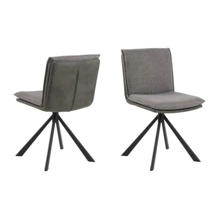CASA Living Flynn Spisebordsstol H 85 x B 47 x D 59 cm - Stof/stål - Lysegrå