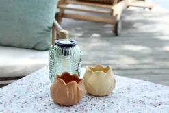CASA Living Fyrfadsstage Blomst Ø 12,5 x H 9 cm - Porcelæn - Terracotta