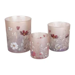 CASA Living Fyrfadsstage Ø 10 x H 12,5 cm - Glas - Rosa