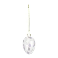 CASA Living Glas påskeæg Ø 5 x H 7 cm - Glas - Lilla prikker