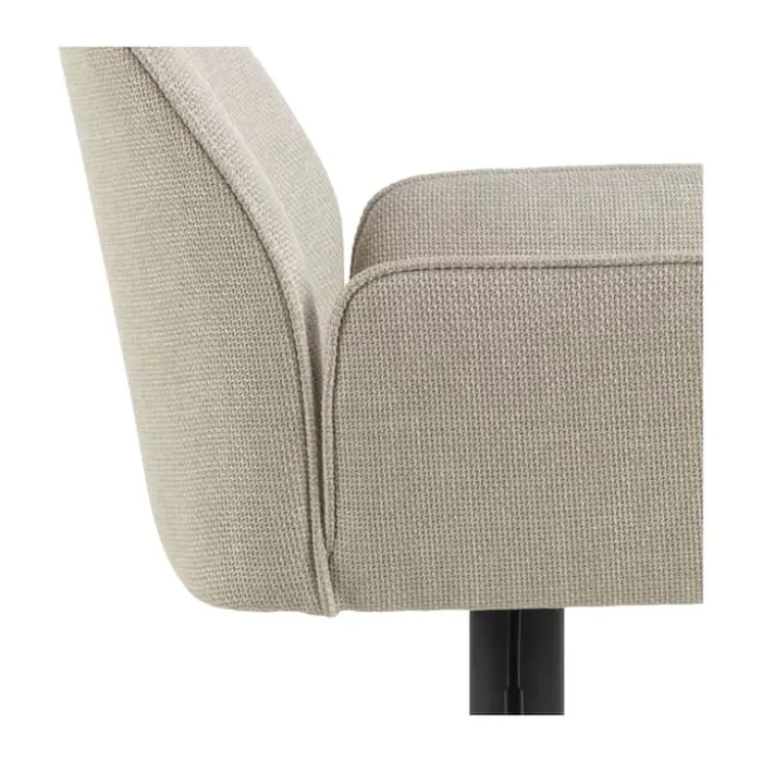 CASA Living Glenda Barstol H 114 x B 52,5 x D 52 cm - Stof/stål - Beige/sort