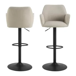 CASA Living Glenda Barstol H 114 x B 52,5 x D 52 cm - Stof/stål - Beige/sort