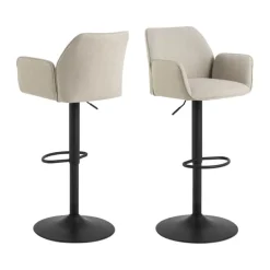 CASA Living Glenda Barstol H 114 x B 52,5 x D 52 cm - Stof/stål - Beige/sort