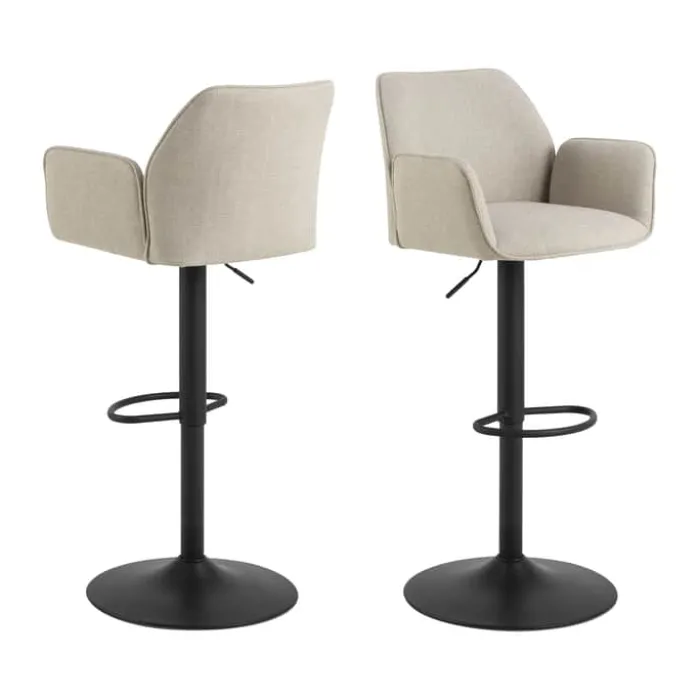 CASA Living Glenda Barstol H 114 x B 52,5 x D 52 cm - Stof/stål - Beige/sort
