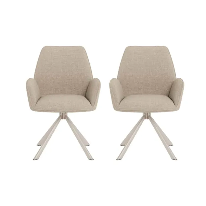 CASA Living Glenda Spisebordsstol - 2 stk. H 88,5 x B 61 x D 63 cm - Stål/stof - Beige