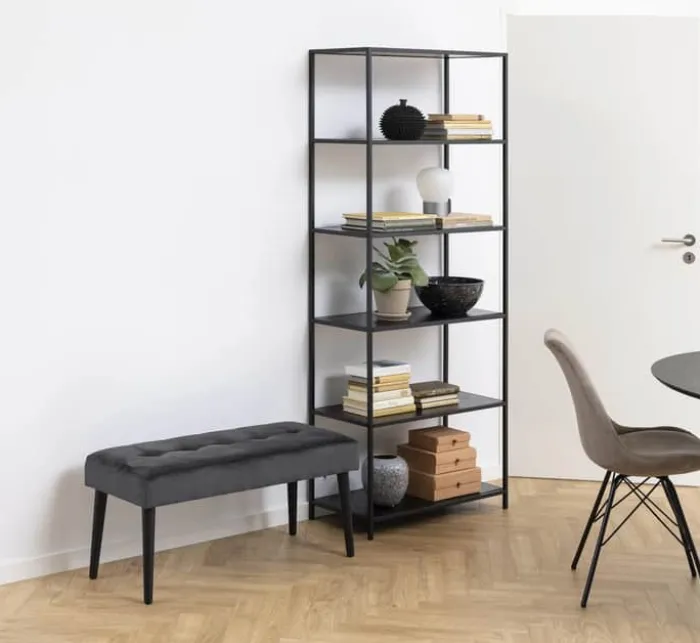 CASA Living Glory Bænk H 45 x B 38 x L 95 cm - Stof/stål - Mørkegrå