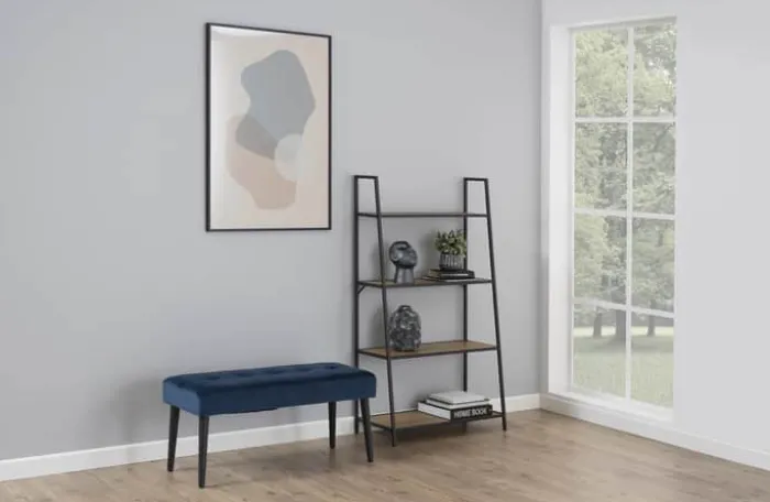 CASA Living Glory Bænk H 45 x B 38 x L 95 cm - Stof/stål - Marineblå