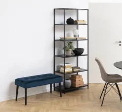 CASA Living Glory Bænk H 45 x B 38 x L 95 cm - Stof/stål - Marineblå