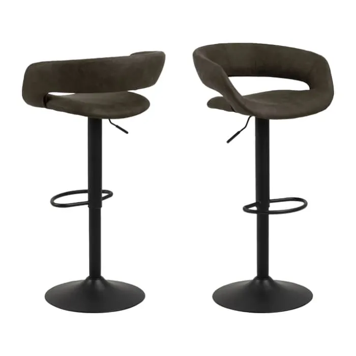 CASA Living Grace Barstol - 2 stk H 101 x B 54,5 x D 48,5 cm - Stål/stof - Antracit