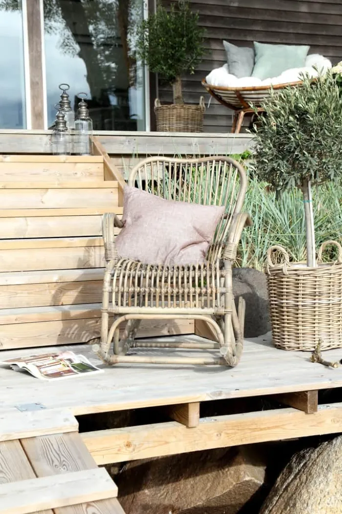 CASA Living Gyngestol H 86 x B 95 x D 56 cm - Rattan - Grå natur