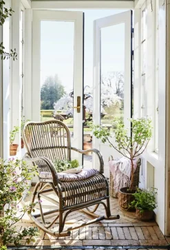 CASA Living Gyngestol H 86 x B 95 x D 56 cm - Rattan - Grå natur
