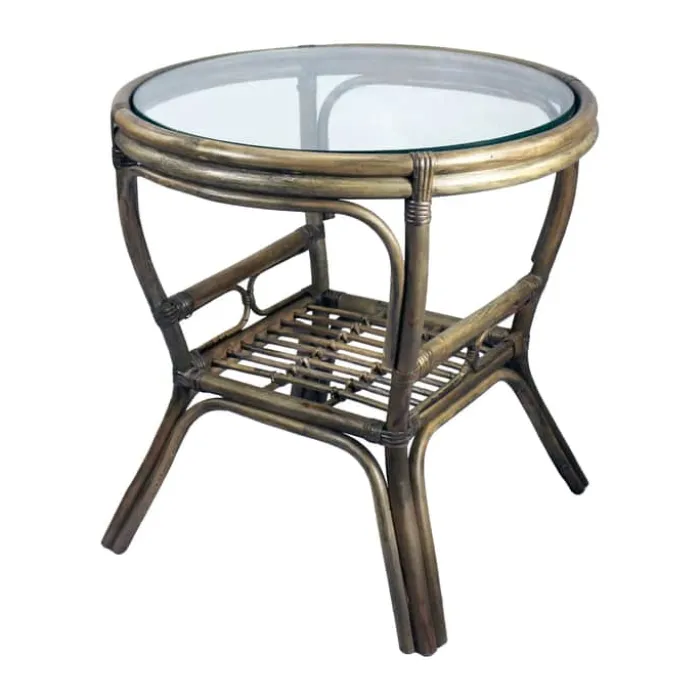 CASA Living Havebord Ø 60 cm - Rattan/glas - Grå