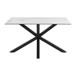 CASA Living Heaven Spisebord H 75,5 x B 135 x L 80 cm - Keramik/metal - Hvid Akranes/sort