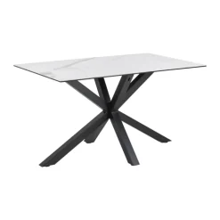 CASA Living Heaven Spisebord H 75,5 x B 135 x L 80 cm - Keramik/metal - Hvid Akranes/sort