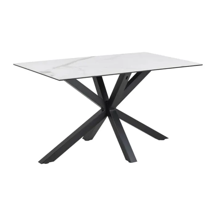 CASA Living Heaven Spisebord H 75,5 x B 135 x L 80 cm - Keramik/metal - Hvid Akranes/sort