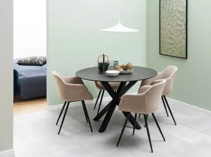 CASA Living Heaven Spisebord Ø 119 x H 75,5 cm - Keramik/stål - Sort