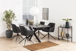CASA Living Heaven Spisebord H 75,5 x B 160 x L 90 cm - Glas/metal - Sort Fairbanks/sort