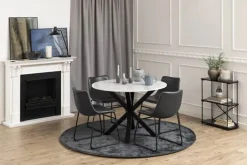 CASA Living Heaven Spisebord Ø 110 cm x H 75,5 - Marmor/metal - Hvid/sort