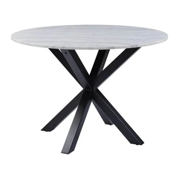 CASA Living Heaven Spisebord Ø 110 cm x H 75,5 - Marmor/metal - Hvid/sort