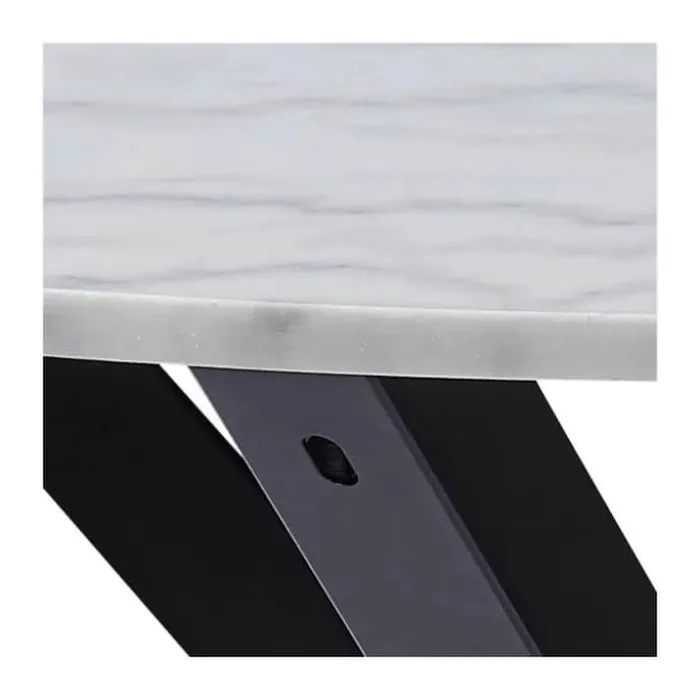 CASA Living Heaven Spisebord Ø 110 cm x H 75,5 - Marmor/metal - Hvid/sort