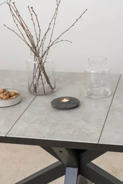 CASA Living Heaven Spisebord H 76 x B 210 x L 90 cm - Keramik/metal - Grå anista/mat sort - Grå anista/mat sort