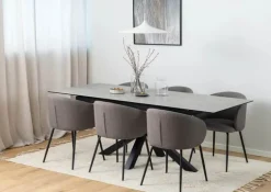 CASA Living Heaven Spisebord H 76 x B 210 x L 90 cm - Keramik/metal - Grå anista/mat sort - Grå anista/mat sort