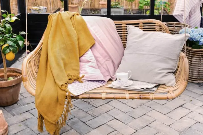 CASA Living Hængestol til 2 personer H 50 x B 110 x D 60 cm - Rattan - Lys natur