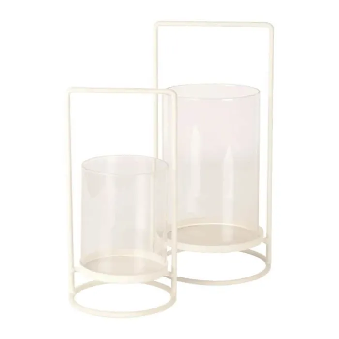 CASA Living Hurricane Lysestage m. hank Ø 12 x H 25 cm - Metal/glas - Hvid
