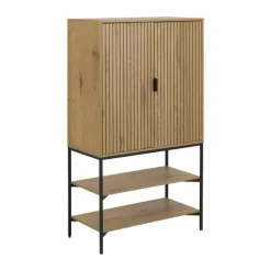 CASA Living Jaipur Skab H 140 x B 80 x D 40 cm - Melamin/metal - Natur/sort