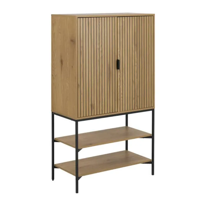CASA Living Jaipur Skab H 140 x B 80 x D 40 cm - Melamin/metal - Natur/sort