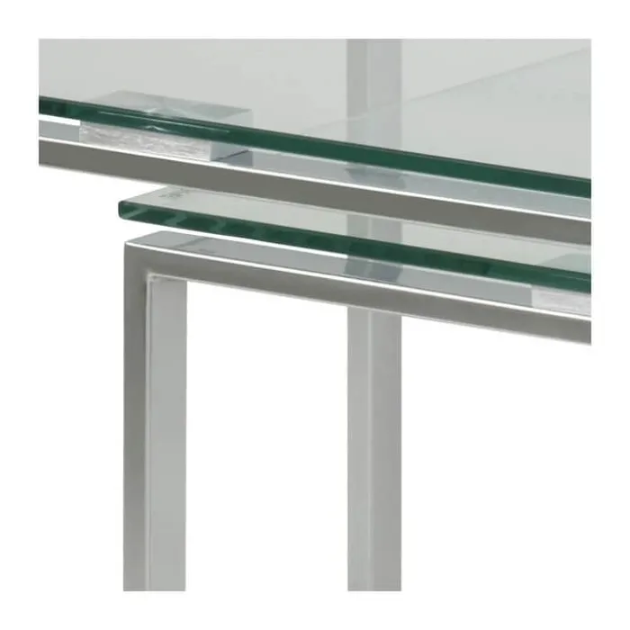 CASA Living Katrine Indskudsbord - 3 dele H 55 x B 50 x L 50 cm - Glas/stål - Klar