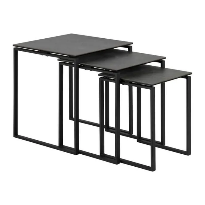 CASA Living Katrine Indskudsbord - 3 dele H 55 x B 50 x L 50 cm - Keramik/stål - Sort