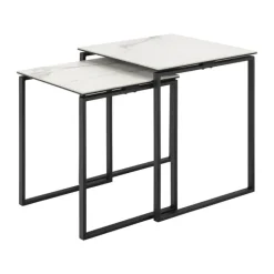 CASA Living Katrine Sofabordssæt - 2 stk H 55 x B 50 x L 50 cm - Keramik/stål - Hvid