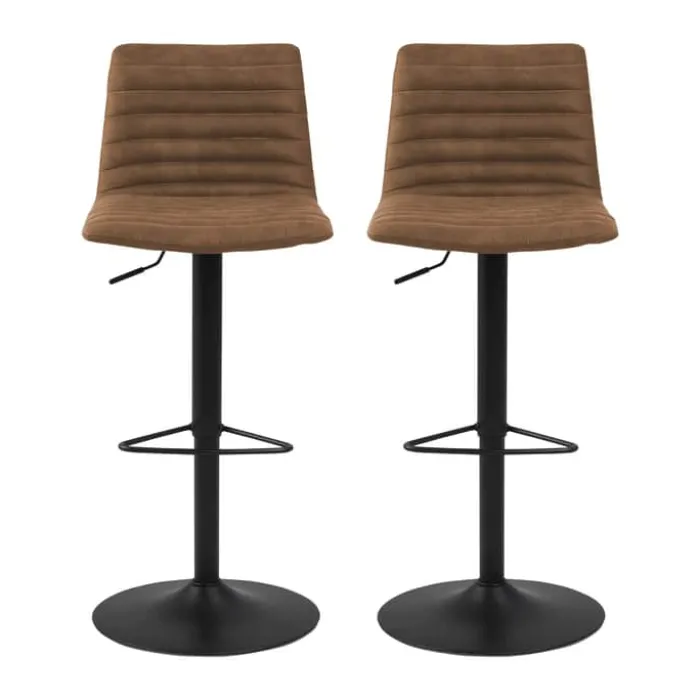 CASA Living Kimmy Barstol - 2 stk H 110,5 x B50 x D 46 cm - Stål/stof - Camel