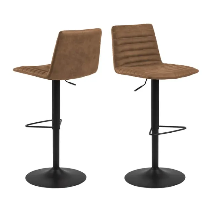 CASA Living Kimmy Barstol - 2 stk H 110,5 x B50 x D 46 cm - Stål/stof - Camel