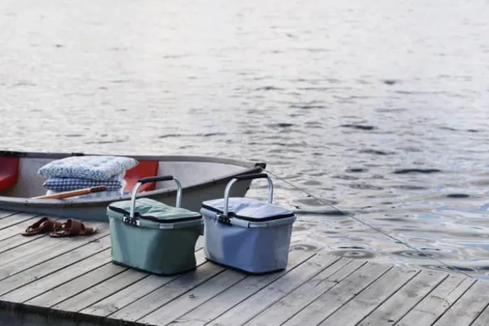 CASA Living Kølekurv H 22 x B 42 x D 30 cm - Polyester - Blå