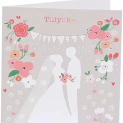 CASA Living Kort Bryllup Tillykke H 7,5 x B 7,5 cm - Papir - Lyserød