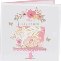 CASA Living Kort Tillykke Med Dagen H 7,5 x B 7,5 cm - Papir - Lyserød