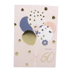 CASA Living Kort - Tillykke 60 år H 17 x B 11,5 cm - Papir - Lyserød