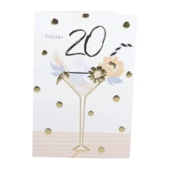 CASA Living Kort - Tillykke 20 år H 17 x B 11,5 cm - Papir - Multifarvet