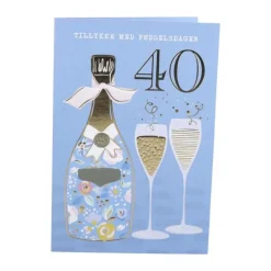 CASA Living Kort - Tillykke 40 år H 17 x B 11,5 cm - Papir - Blå