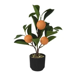 CASA Living Kunstig Appelsintræ Ø 17 x H 27 cm - Kunststof/polyester - Grøn/orange