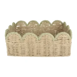 CASA Living Kurv B 24 x L 34 cm - Papirgarn/jern - Natur/lysegrøn