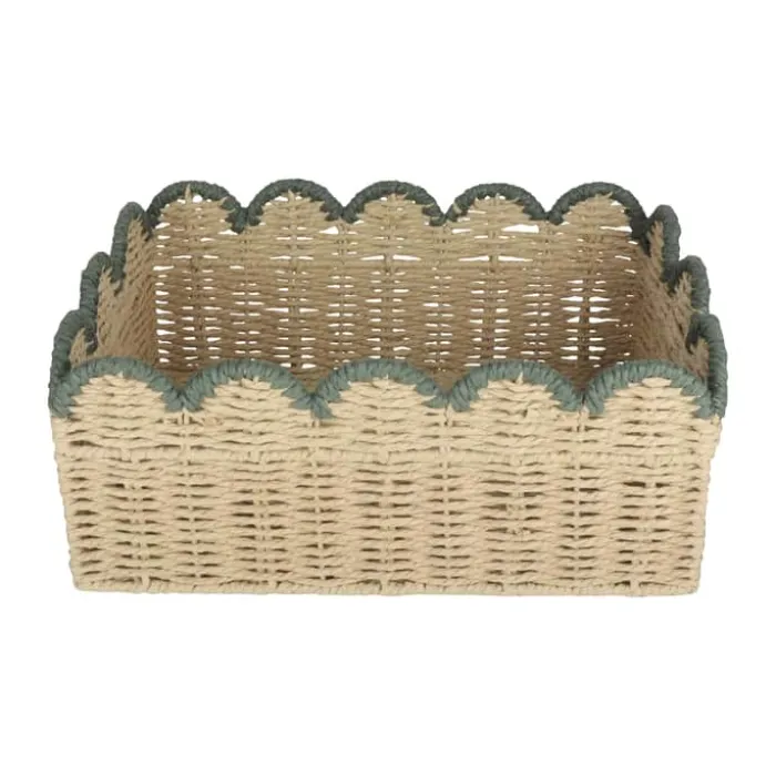 CASA Living Kurv B 28 x L 38 cm - Papirgarn/jern - Natur/grå