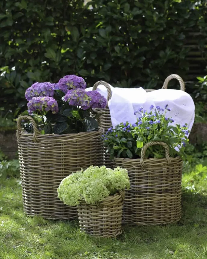 CASA Living Kurv Ø 20 x H 20 cm - Rattan - Grå