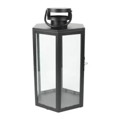 CASA Living Lanterne H 43 cm - Metal/glas - Sort