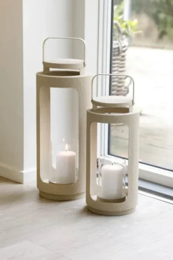 CASA Living Lanterne H 42,5cm - Metal/glas - Beige