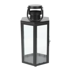 CASA Living Lanterne H 34 cm - Metal/glas - Sort